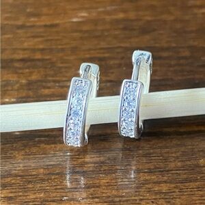 Elegant Silver Hoop Earrings S925 CZ